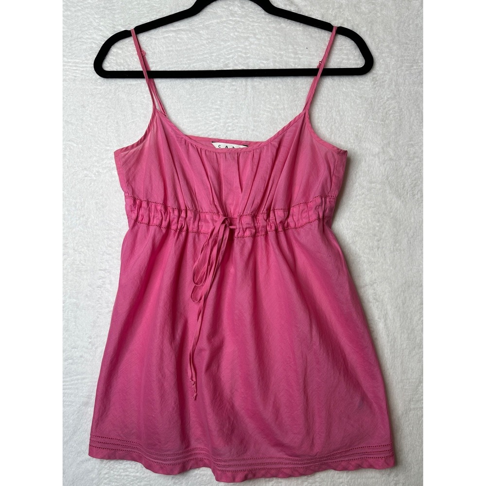 Cabi Camisole Top Womens Small Pink Y2K Empire Waist Drawstring 0828